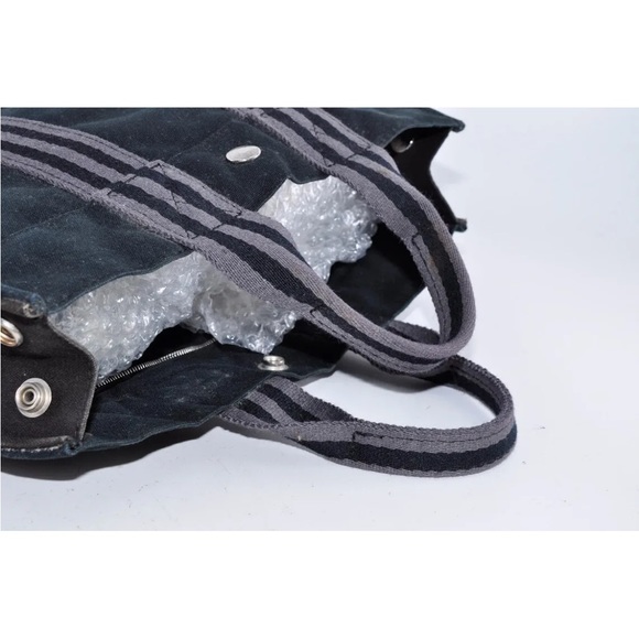 HERMES😍 Yell Line Fourre-Tout PM Toto Bag Canvas Black Gray - Picture 8 of 10